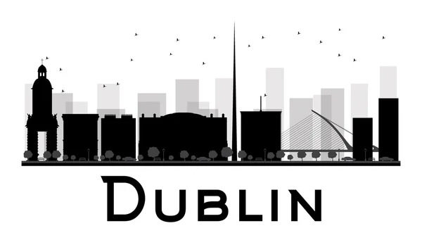 Dublin City skyline black and white silhouette.