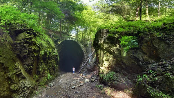 Tunnel with green forest landscape, Slavosovsky, Slovakia