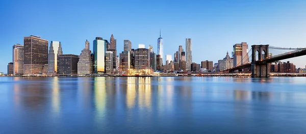 New York Financial District and the Lower Manhattan at dawn view