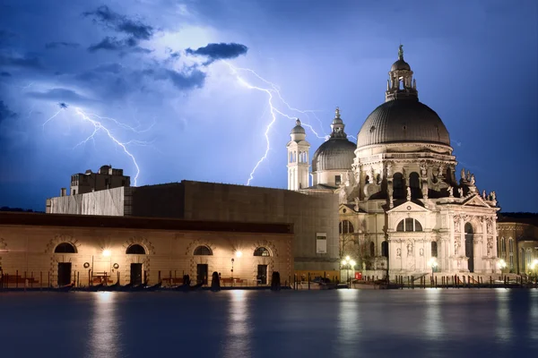 Venice at storm view on Basilica della Salute