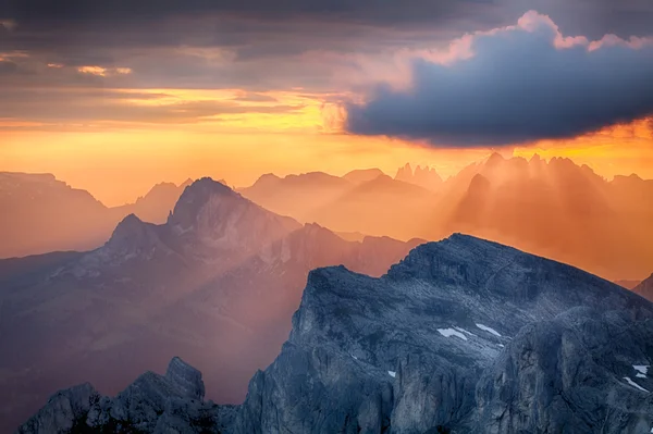 Sun rays, sunlight on mountain, Alp