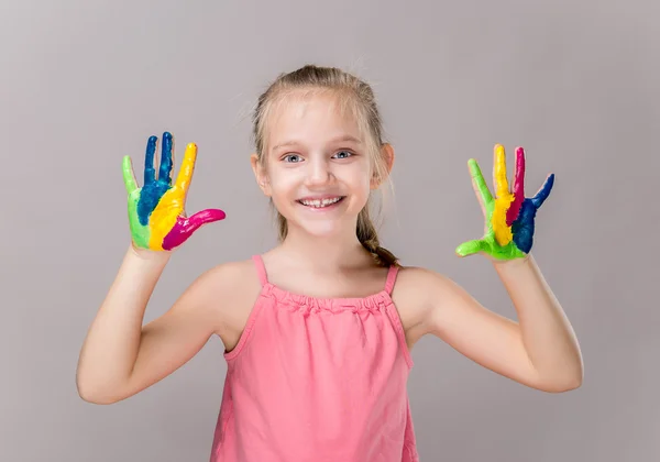 Colorful painted hands.