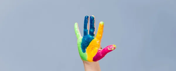 Colorful painted hands.