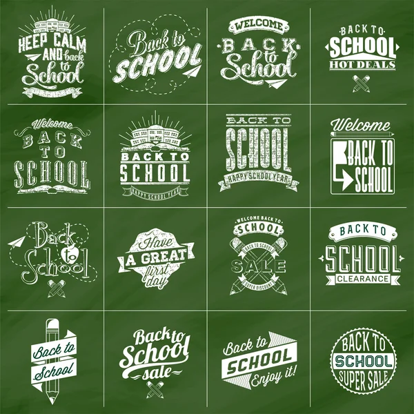 Welcome Back To School Typographical Background On Chalkboard With School Icon Elements