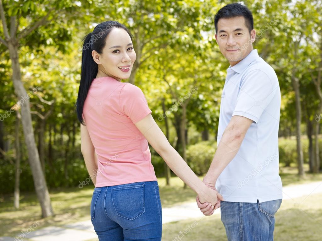 Asian couples having park