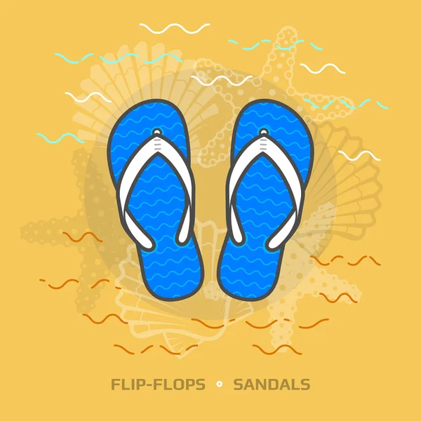 Flat illustration of flip flops against yellow background
