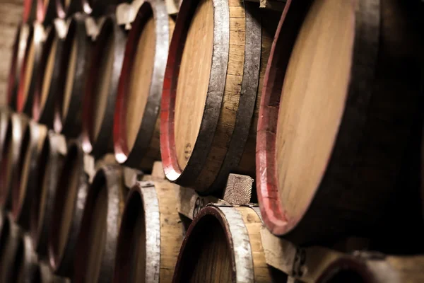 Wine barrels pile