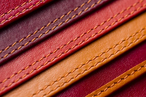 Leather samples with stitches