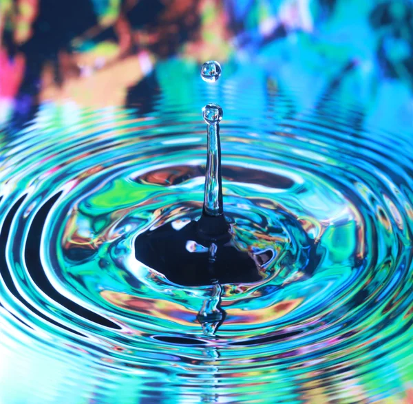 Photo art, Water drop and circles on on the water, colorful back