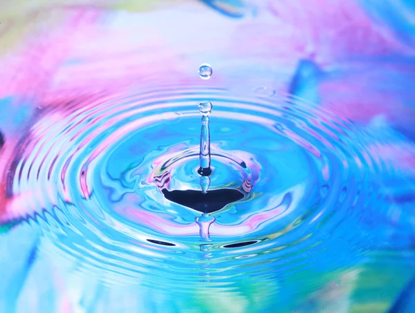 Photo art, Water drop and circles on on the water, colorful back