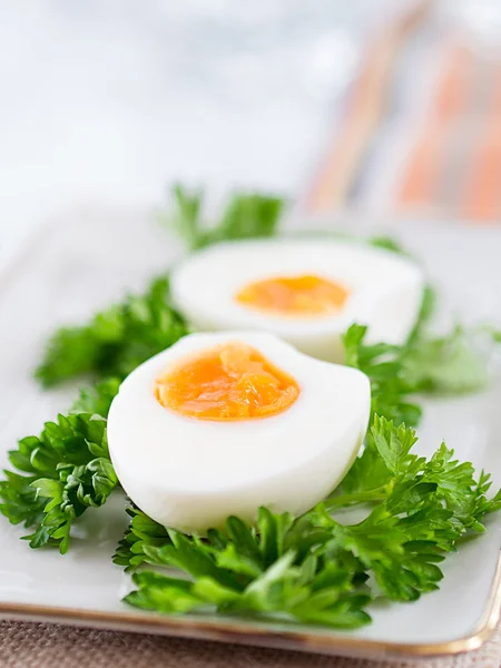 Hard-boiled eggs on a plate