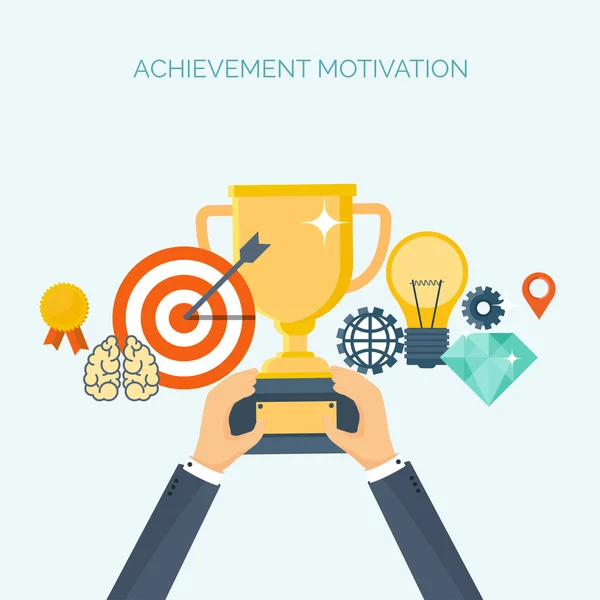 Vector illustration. Flat header.  Target, trophy. Management, achievements. Smart solutions, business aims. Generating ideas. Business planning, strategy