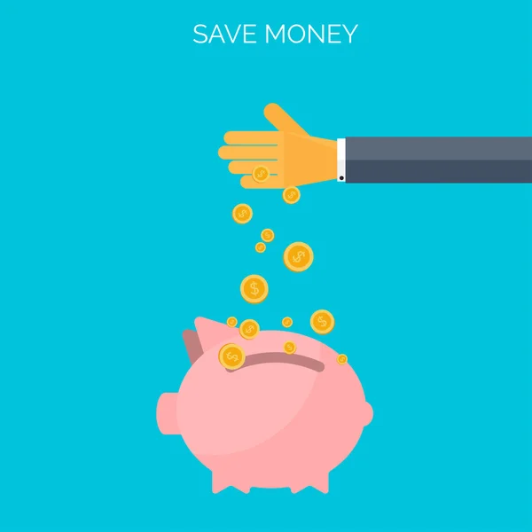 Save money flat concept background. Time is money