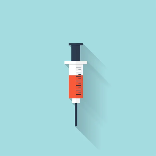Syringe flat web icon. Health care.