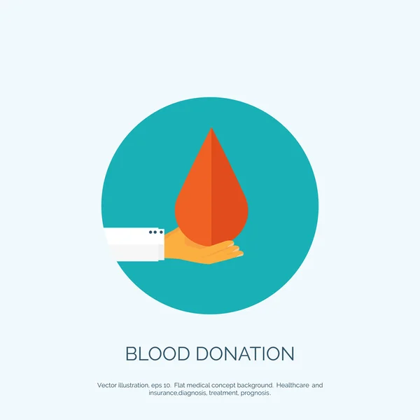 Vector illustration. Flat medical background. Health care and first aid, medical research and blood donation.