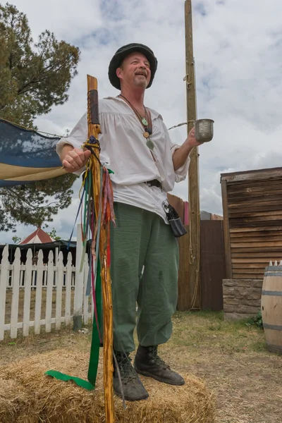 Man with medieval fantasy performing