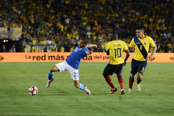 Soccer players fighting for the ball during Copa America Centena