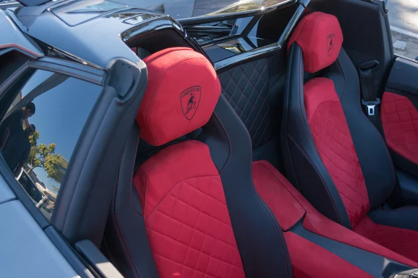 Lamborghini Aventador interior detail on display