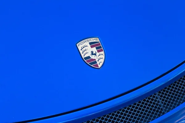 Porsche emblem on display