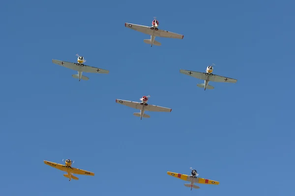 World War II military planes fly