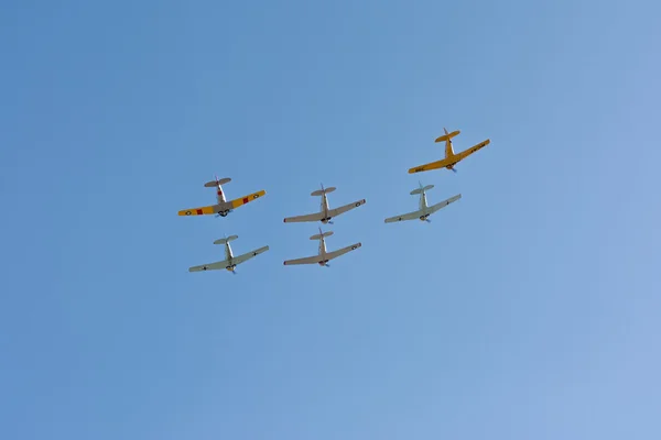 World War II military planes fly