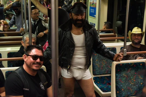 Man without pants on the subway