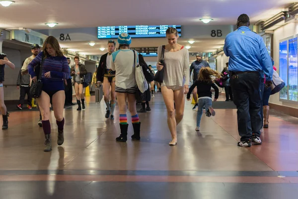 Women on the subway without pants