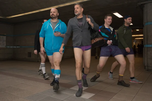 Men without pants on the subway