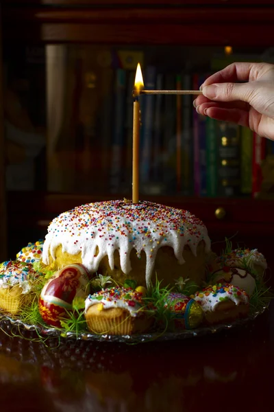 Easter cake with candle