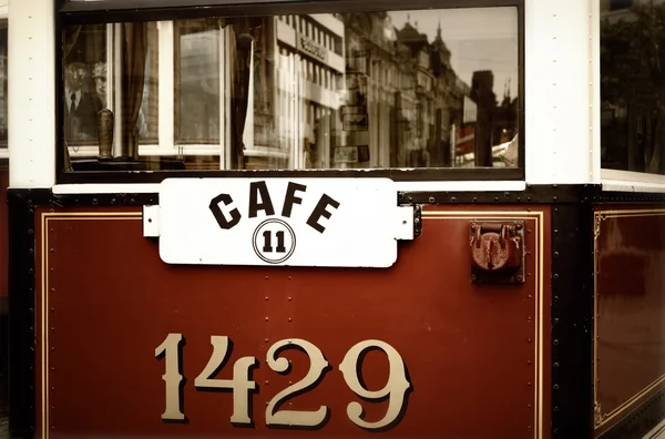 Vintage cafe in old tram