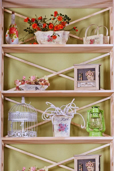 Bookcase with decorations