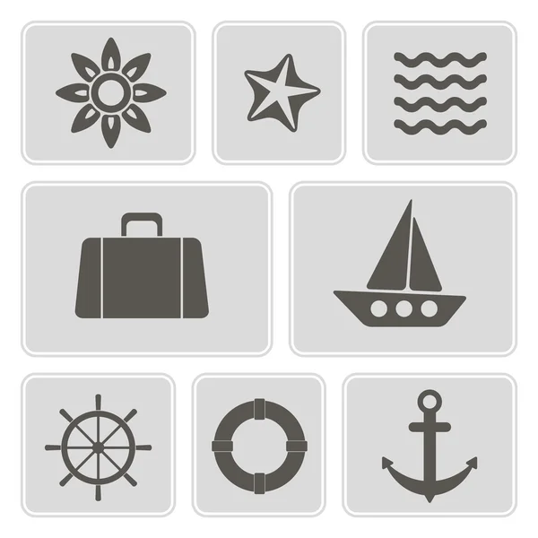 Set of monochrome icons with marine recreation symbols for your design