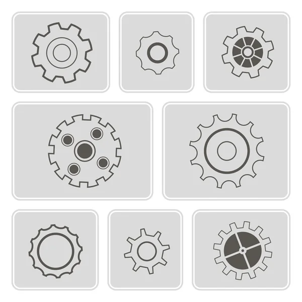 Set of monochrome icons with gears for your design