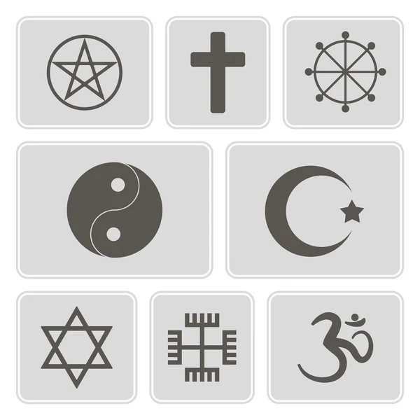 Set of monochrome icons with  religious symbols for your design