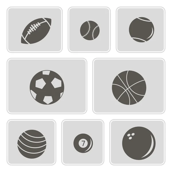 Set of monochrome icons with sports balls for your design