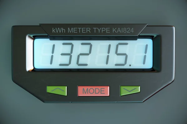 Digital electricity meter showing household consumption. power m