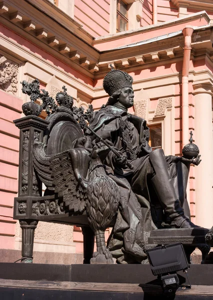 Monument to Emperor Paul I, installed in the courtyard of St. Michaels Castle. Saint-Petersburg, Russia