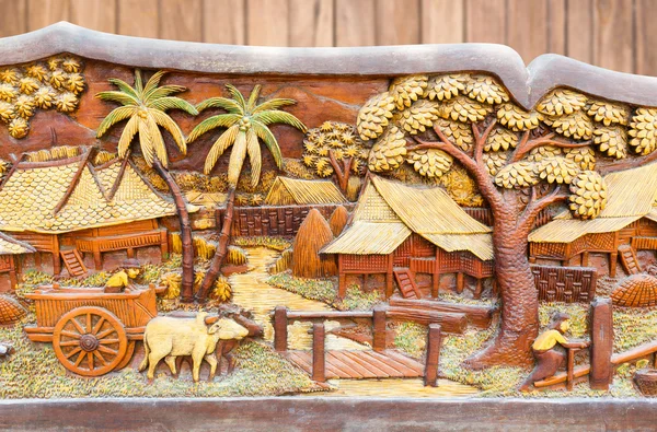Old and dirty Thai culture wood carved
