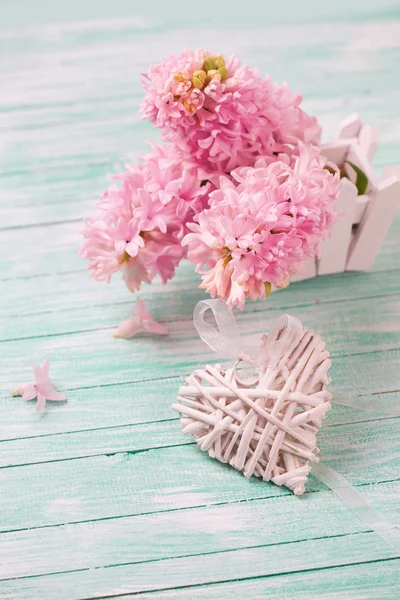 Hyacinths flowers in wooden box