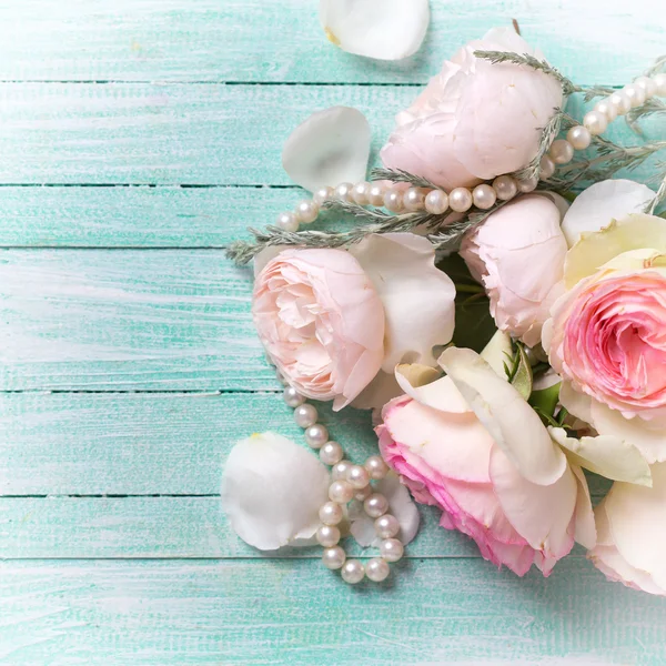 Rose flowers and pearls