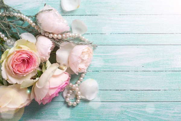 Rose flowers and pearls