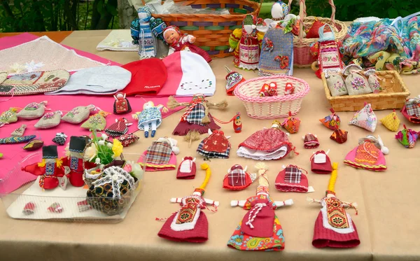 Handmade products are on the counter of the fairs