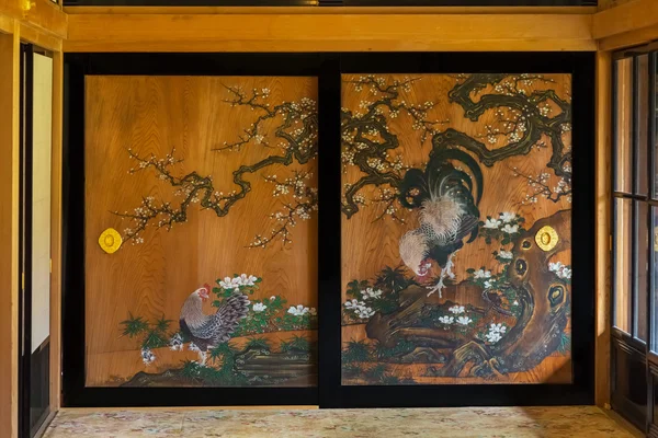 Japanese vintage painting inside Tamozawa Imperial Villa in Nikko