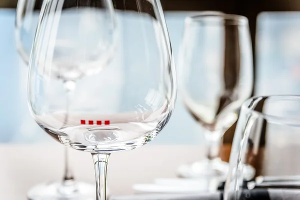 Glassware and china in modern contemporary High class fine dining restaurant interior