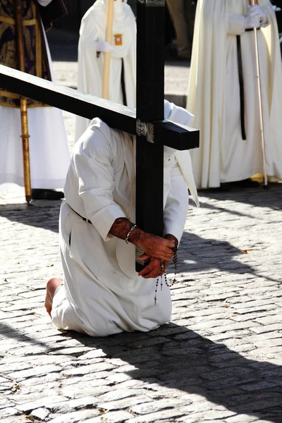 Penitents at Easter procession in Jerez, Spain