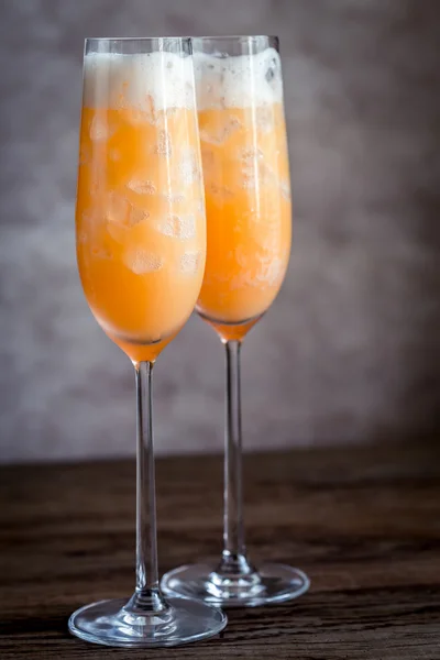 Two bellini cocktails