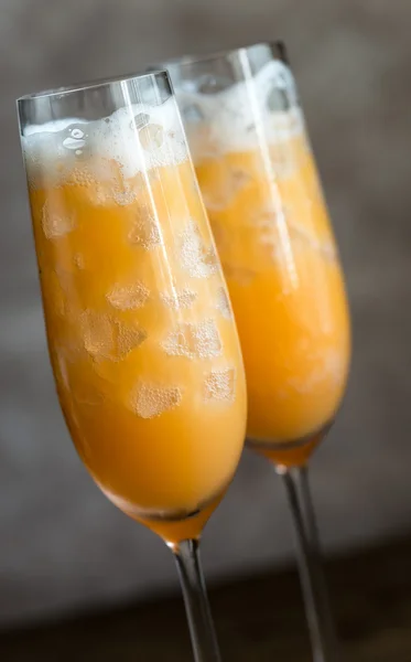 Two bellini cocktails