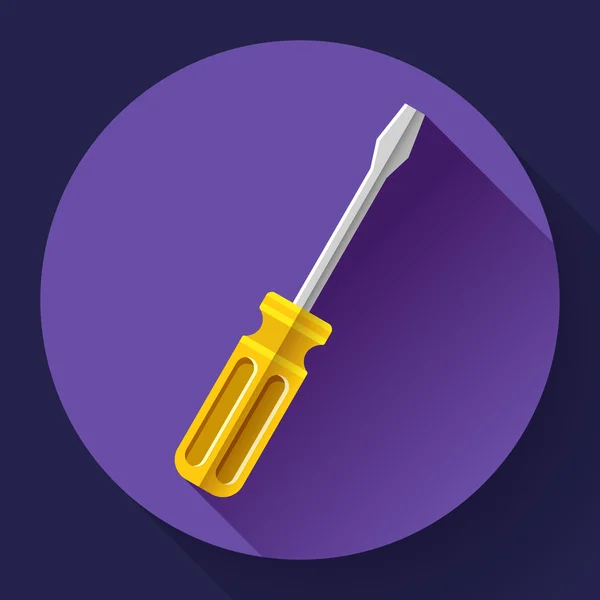Yellow screwdriver icon - repair and service symbol. Flat design style