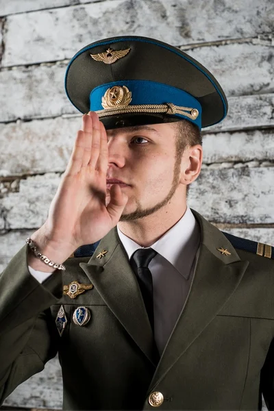 The young sergeant Russian armed forces posing in dress uniform