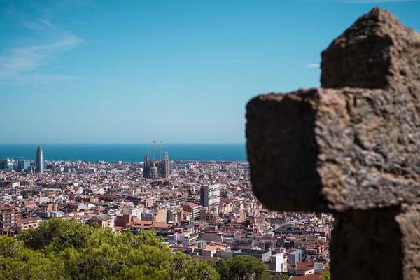 Attractions, monuments and buildings during a walk in the Park Guell in Barcelona